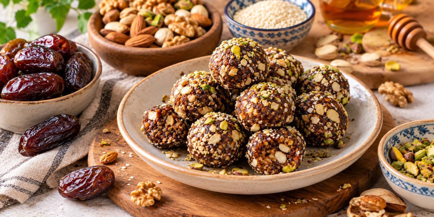 توپ انرژی زا با خرما مغزیجات