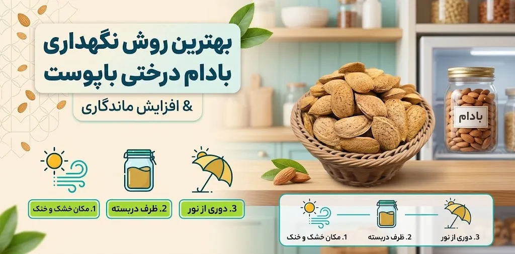 بهترین روش نگهداری بادام درختی باپوست